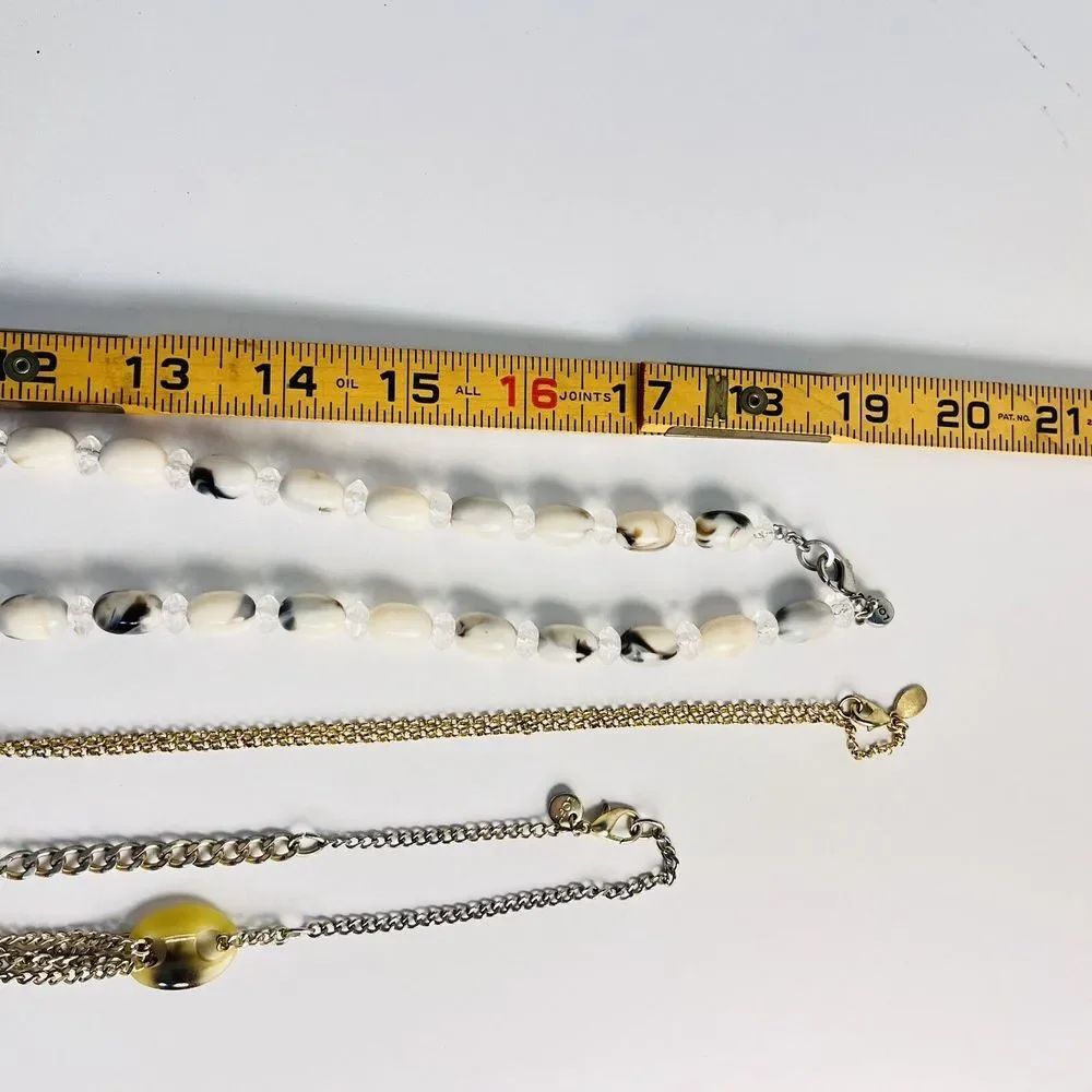 Lot Of 3 Ann Taylor Loft Long Necklace‎ Gray White Green Purple Orange